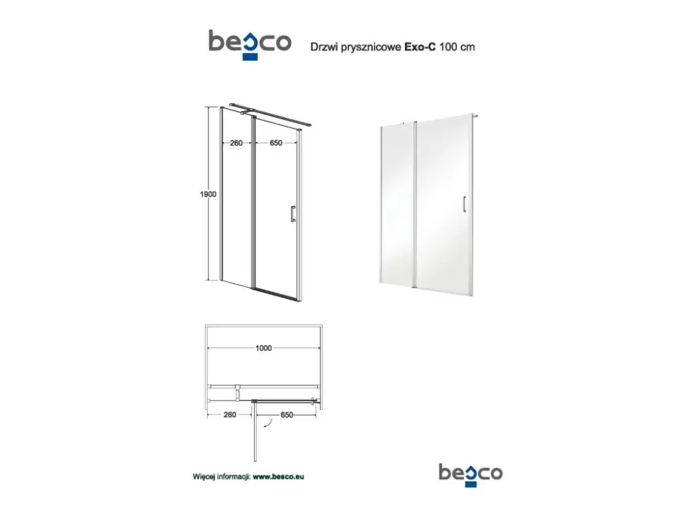 Aktuální Besco EXO-C a EXO-CH sprchový kout 100 x 100 cm BCEXOC100CC+BCEXOCH100CC