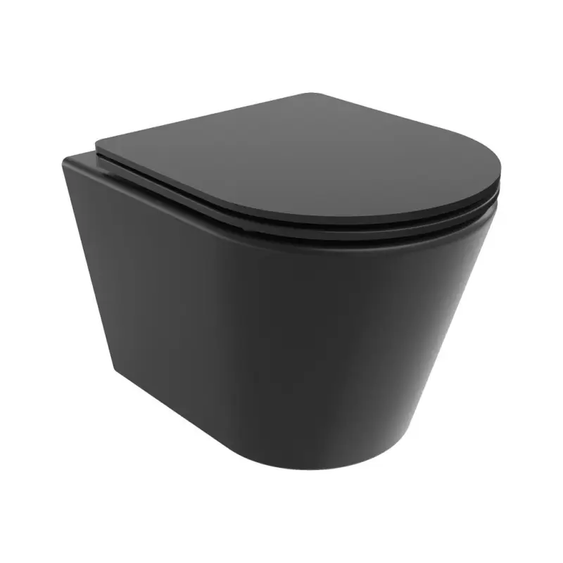 Akční Nabídka Mexen Rico, závěsná WC mísa 490x360x370 mm, Rimless Tornádo + WC sedátko z duroplastu, černá matná, 30721085T