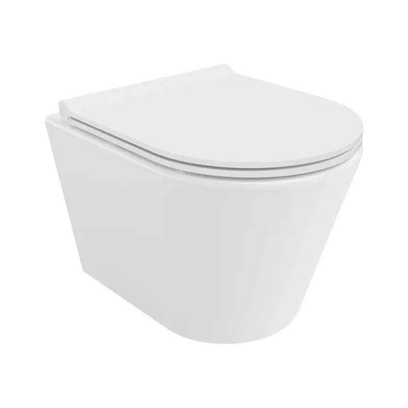 Mexen Rico, závěsná WC mísa 490x360x370 mm, Rimless Tornádo + WC sedátko z duroplastu, bílá lesklá, 30720500T Aktuální