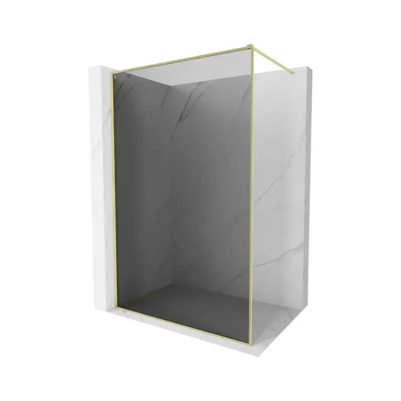 Mexen Kioto-F, sprchová zástěna s rámem 80 x 202 cm, 8 mm šedé sklo, zlatý matný profil, 800-080-104-55-40 Aktuální