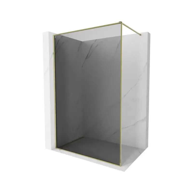 Doprava Zdarma Mexen Kioto-F, sprchová zástěna s rámem 80 x 202 cm, 8 mm šedé sklo, zlatý lesklý profil, 800-080-104-50-40