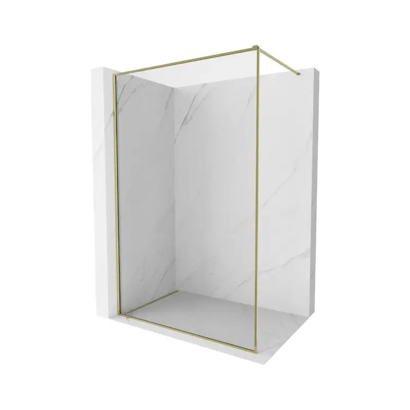 Mexen Kioto-F, sprchová zástěna s rámem 80 x 202 cm, 8 mm čiré sklo, zlatý lesklý profil, 800-080-104-50-00 Výhodná Nabídka