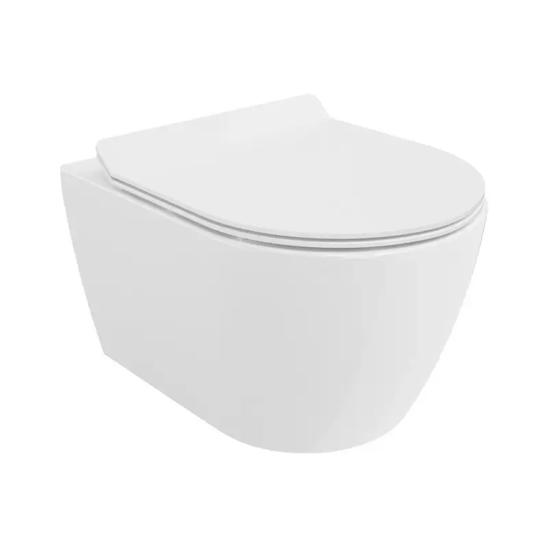 Mexen Carmen, závěsná WC mísa 490x365x340 mm, Rimless Tornádo + WC sedátko z duroplastu, bílá lesklá, 30880100T Koupit Online