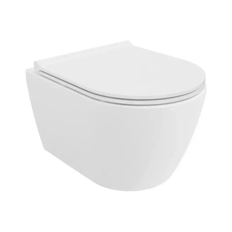 Mexen Carmen, závěsná WC mísa 490x365x340 mm, Rimless Tornádo + SLIM WC sedátko z duroplastu, bílá lesklá, 30880500 Akce