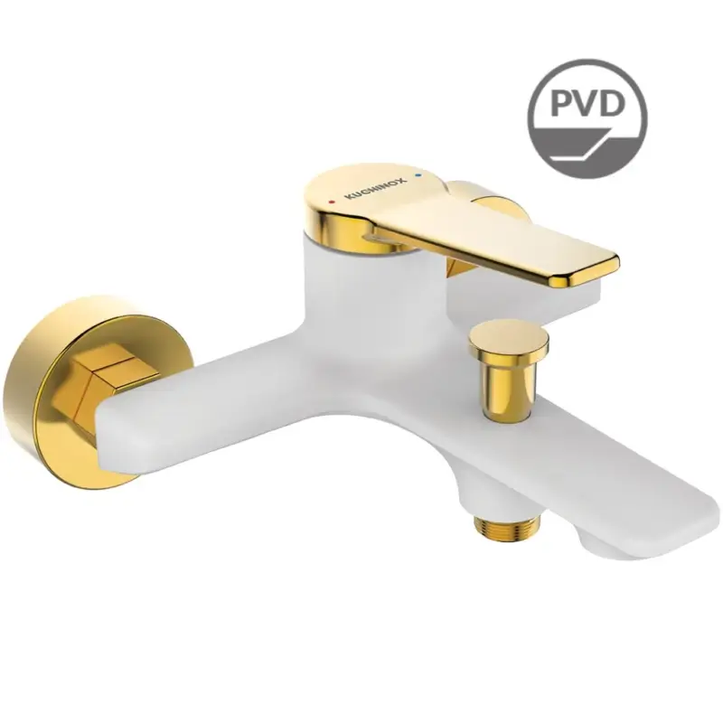 Kuchinox Alanis, nástěnná vanová baterie 150mm, bílá-zlatá lesklá, LAV-BQI_610G Dokud Zásoby Vydrží