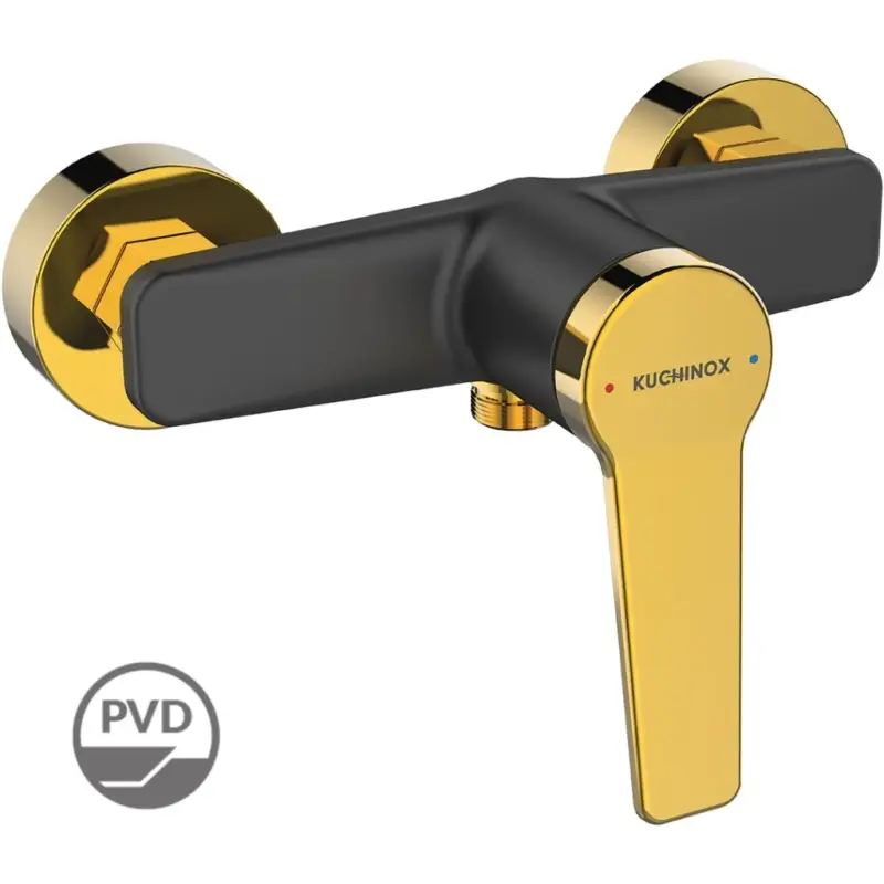 Kuchinox Alanis, nástěnná sprchová baterie, černá-zlatá lesklá, LAV-BQI_740G Cenově Výhodný