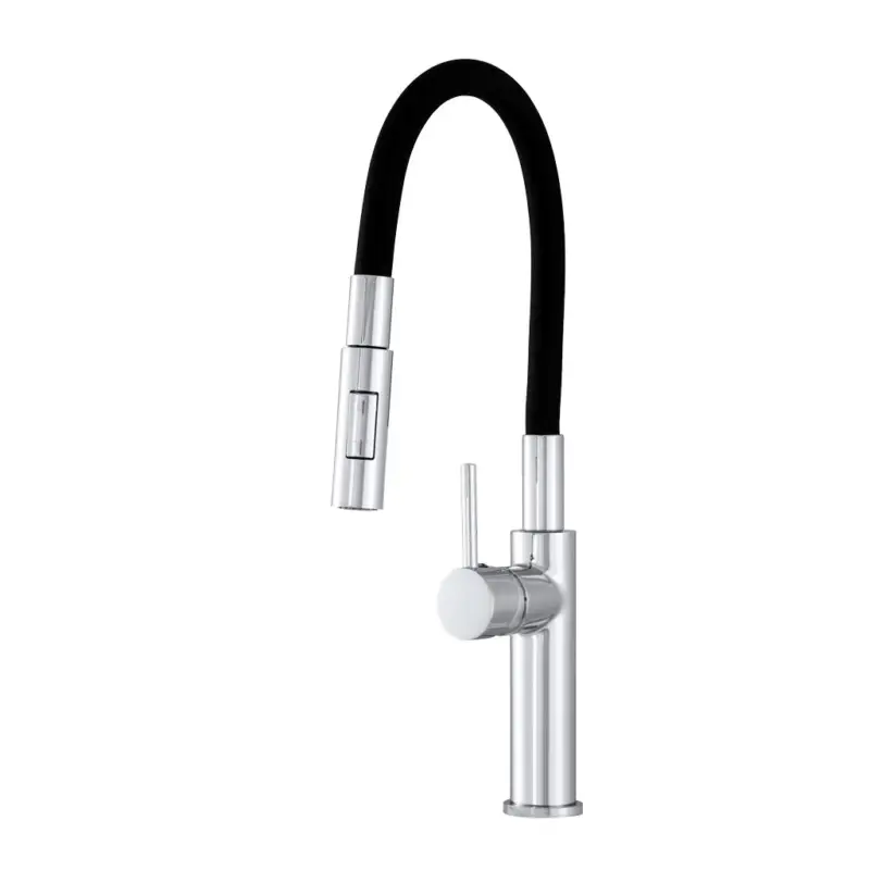 Sleva Gamma Full New, vysoká kuchyňská baterie s elastickým ramenem a sprškou, černá-chromová, GMA-BFLN-CH