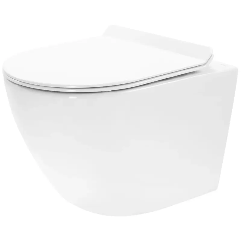 Cenová Bomba Rea Carter Rimless, závěsné WC mísa 490x370x325 mm + toaletní WC sedátko, bílá lesklá, REA-C1400