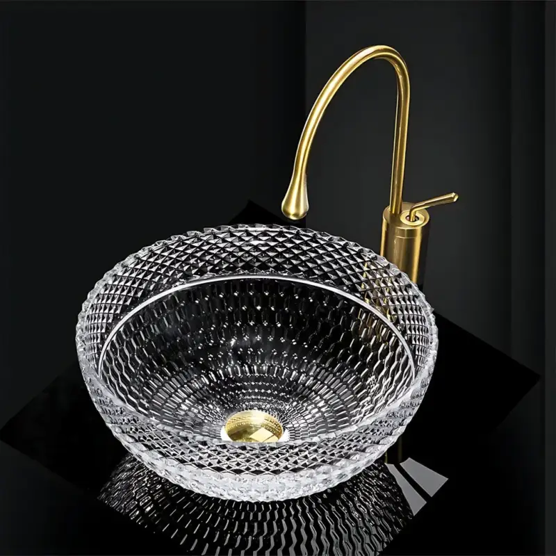 Bezpečná Platba Rea Sue, skleněné umyvadlo na desku 400x400x165 mm, čirá, REA-U4702