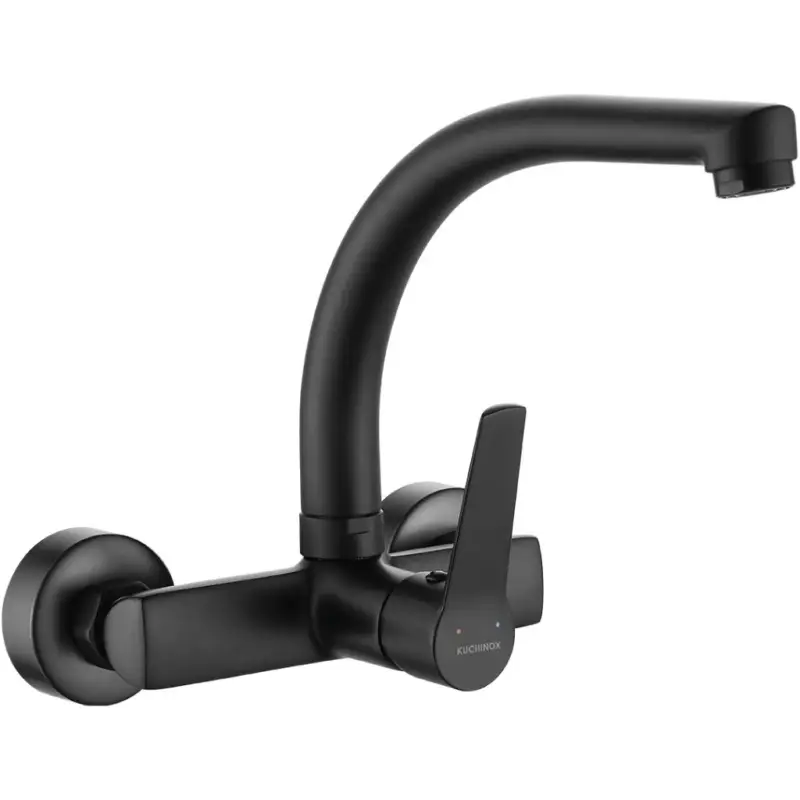 Kuchinox Vilava, nástěnná dřezová baterie s výlevkou ve tvaru F, černá matná, LAV-BKW_787D Sleva