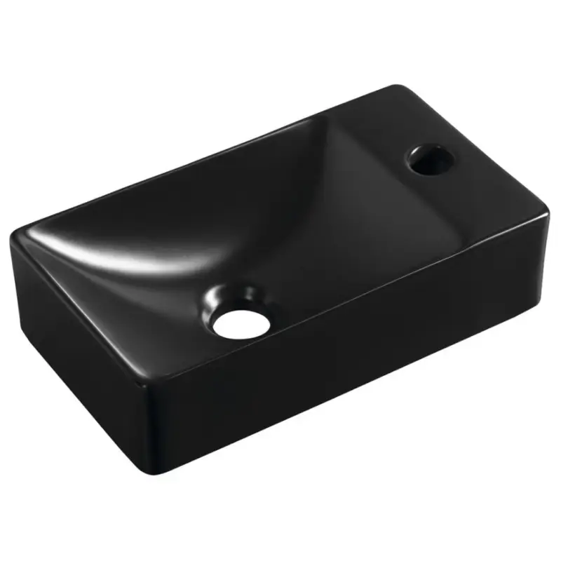 Sapho, MARGITHA keramické umyvadlo 38x22cm, otvor pro baterii vpravo, černá mat, MGT3822B Novinka