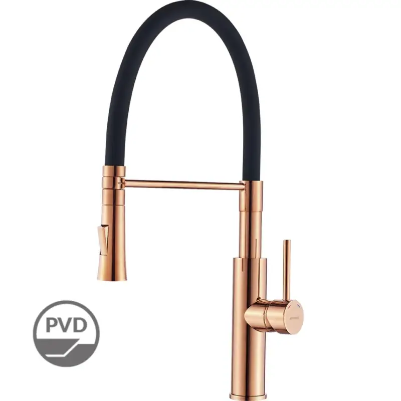Jen Po Omezenou Doba Kuchinox Shire, vysoká dřezová baterie s U-tvarovanou výlevkou h-499, černá-růžové zlato, LAV-BQH_878D