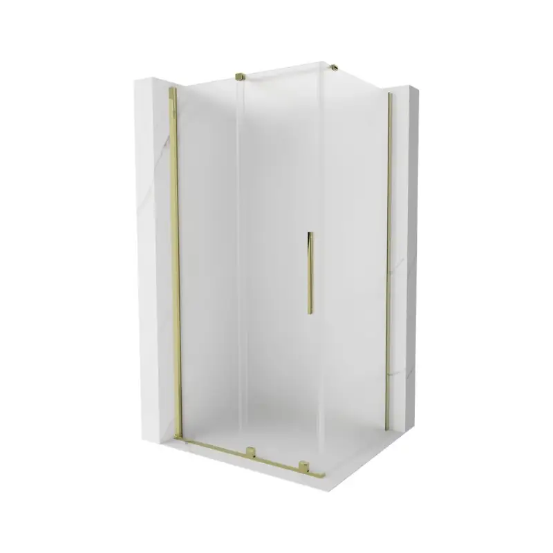 Značkový Mexen Velar, sprchový kout s posuvnými dveřmi 120 x 85 cm, 8mm sklo námraza, zlatá lesklá, 871-120-085-31-50