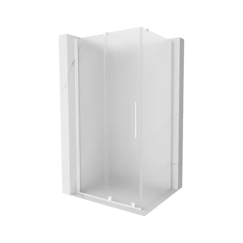 Značkový Mexen Velar, sprchový kout s posuvnými dveřmi 120 x 100 cm, 8mm sklo námraza, bílá matná, 871-120-100-31-20