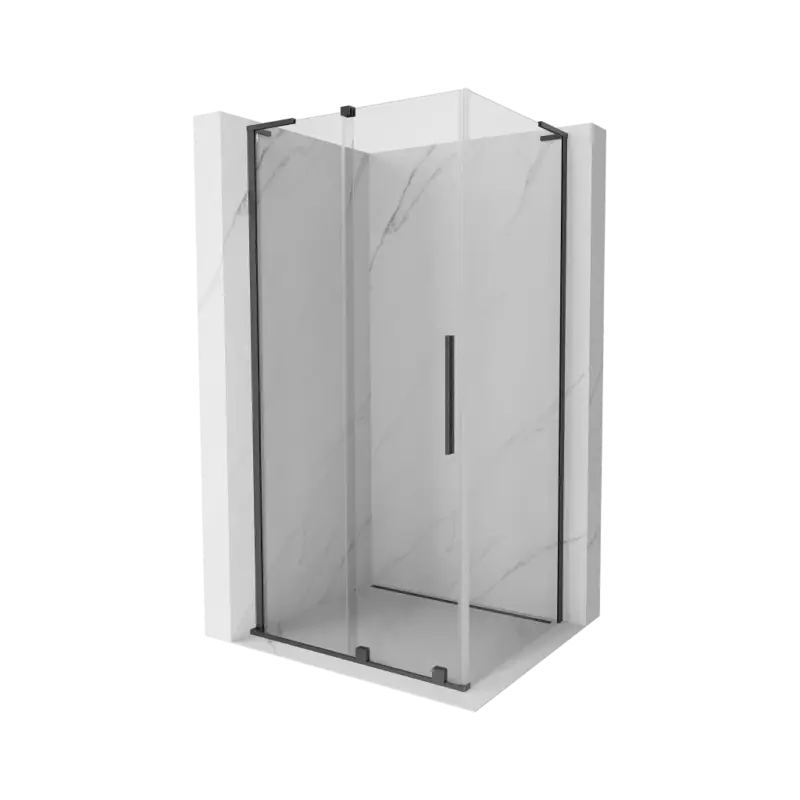 Značkový Mexen Velar L, sprchový kout s posuvnými dveřmi 90 x 70 cm, 8mm čiré sklo, grafit broušený, 871-090-070-03-66