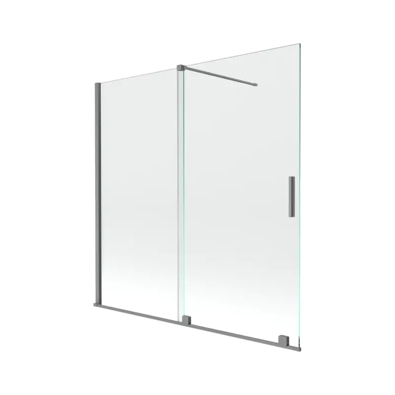 Značkový Mexen Velar, 2-křídlová posuvná vanová zástěna 160 x 150 cm, 8mm čiré sklo, broušený grafit, 896-160-000-01-95