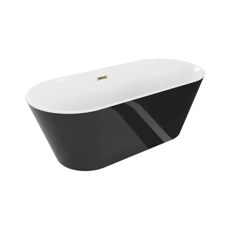 Akce Mexen Flavia, volně stojící vana 170 x 75 cm, bílá-černá, zlatý lesklý přepad, 54031708075-50