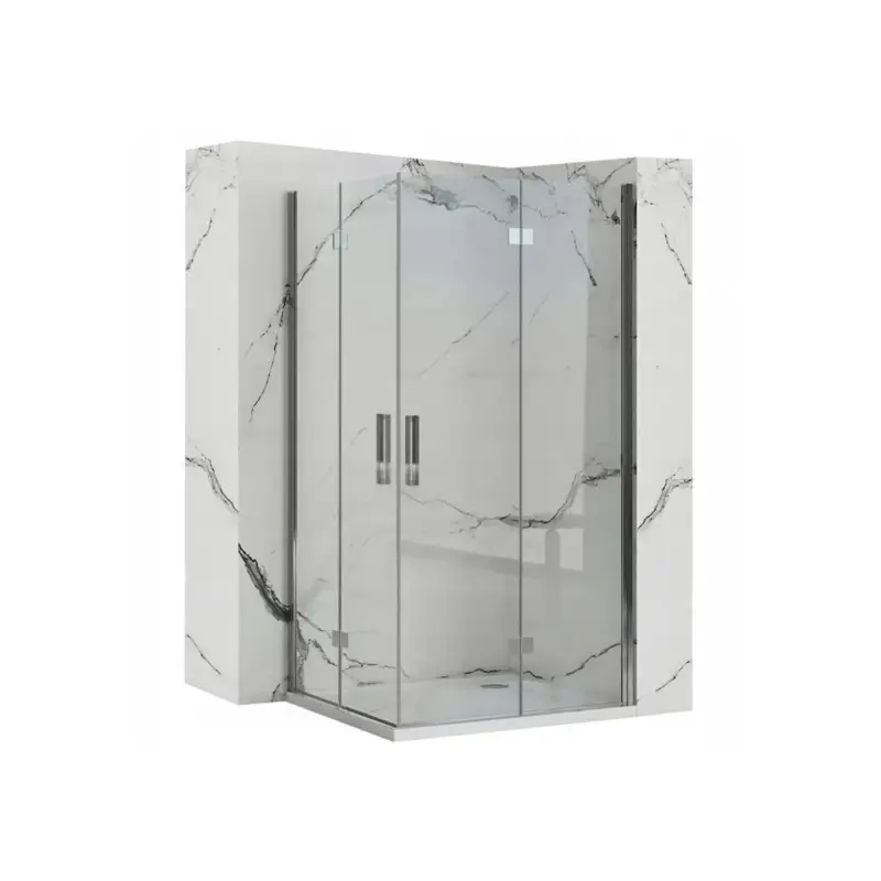 Akce Rea Molier Double, sprchový kout se skládacími dveřmi 100(dveře) x 100(dveře), 6mm čiré sklo, chromový profil, KPL-K6374