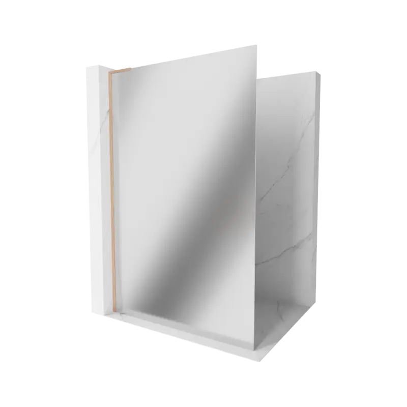 Akce Mexen Kioto L, sprchová zástěna Walk-In 100 x 200 cm, 8mm sklo vzor zrcadlo, měděný matný profil, 800-100-103-65-50