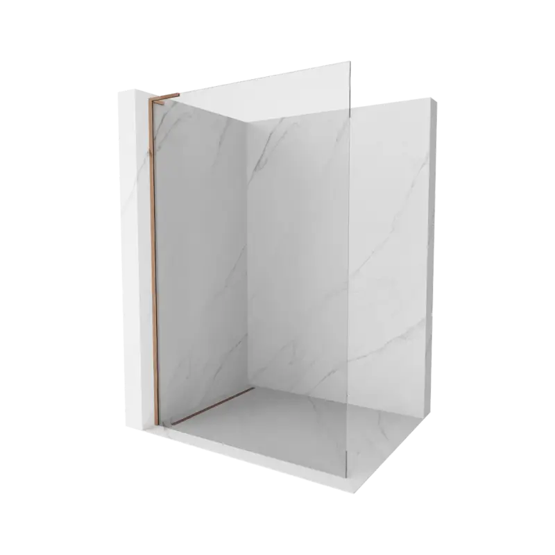 Akce Mexen Kioto L, sprchová zástěna Walk-In 100 x 200 cm, 8mm čiré sklo, růžové zlato profil, 800-100-103-60-00