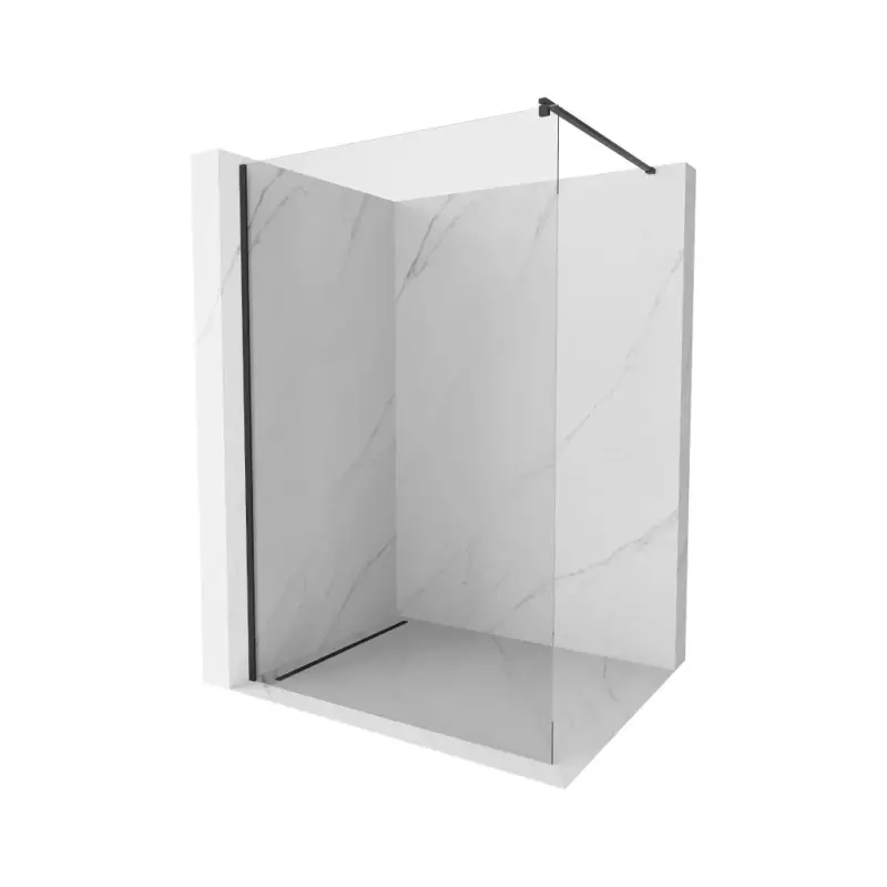 Akce Mexen Kioto, sprchová zástěny typ Walk-In 135 x 200 cm, 8mm čiré sklo, černý profil, 800-135-101-70-00