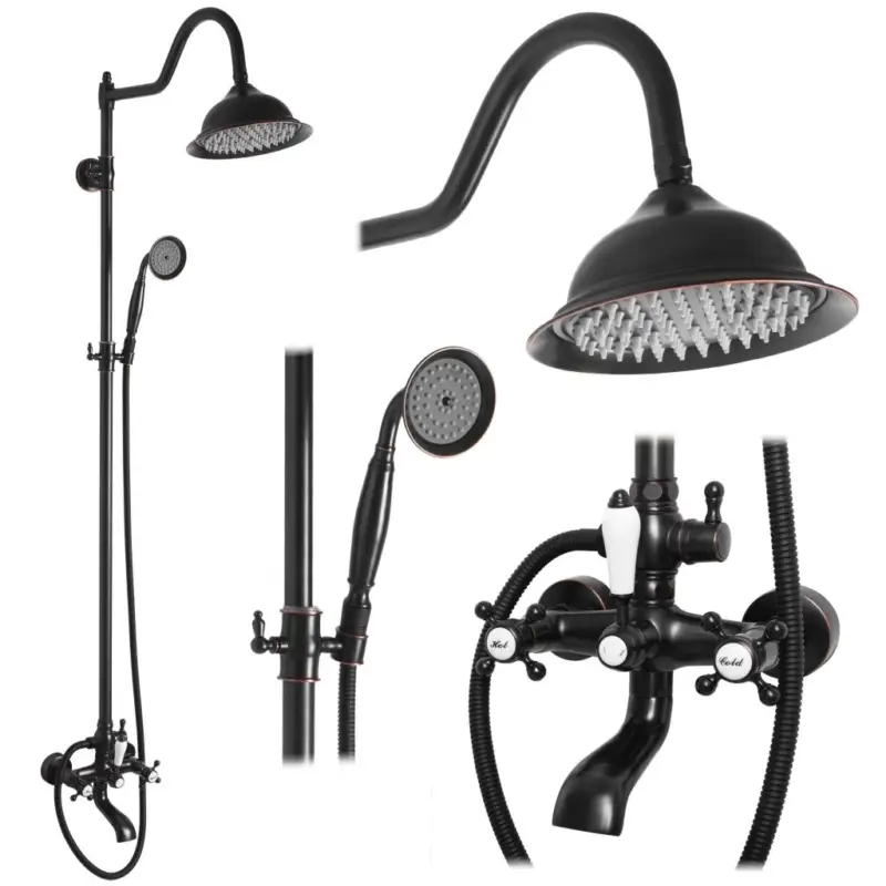Doprava Zdarma Rea Bergamo, sprchový set v retro stylu, černá matná, REA-P5001