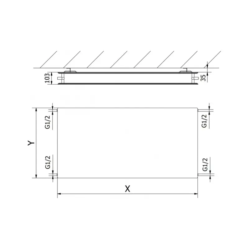 Akce Mexen CHF20 Hygienický Plochý panelový radiátor 500 x 500 mm, boční připojení, 431 W, antracitová, W420HF-050-050-66