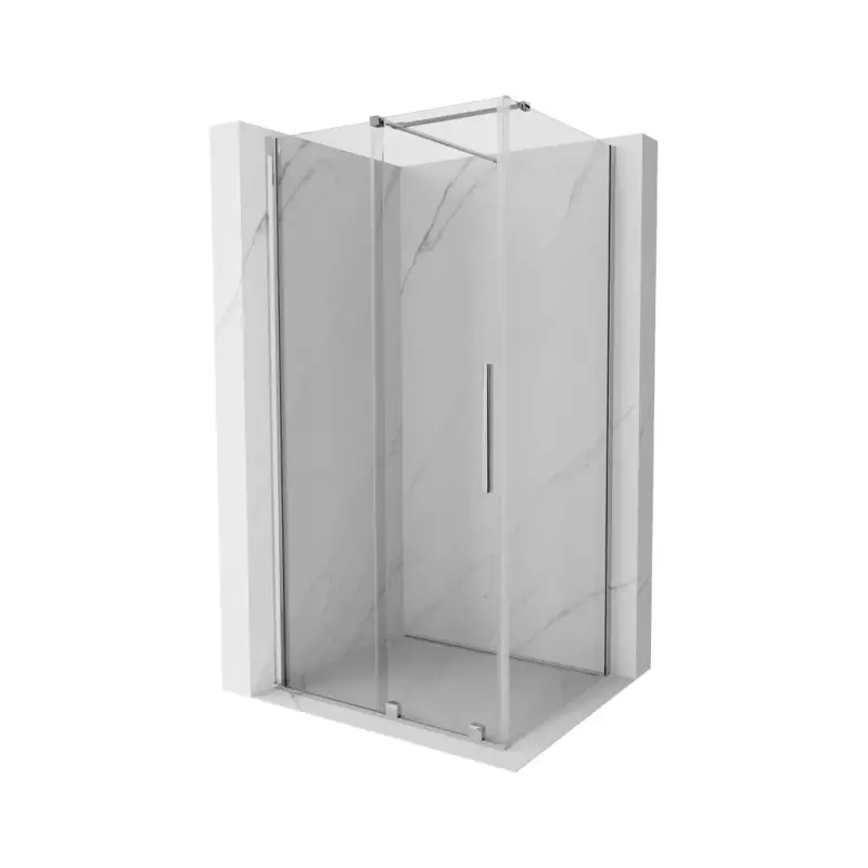 Značkový Mexen Velar, sprchový kout s posuvnými dveřmi 100(dveře) x 120(stěna) cm, 8mm čiré sklo, chromový profil, 871-100-120-01-01