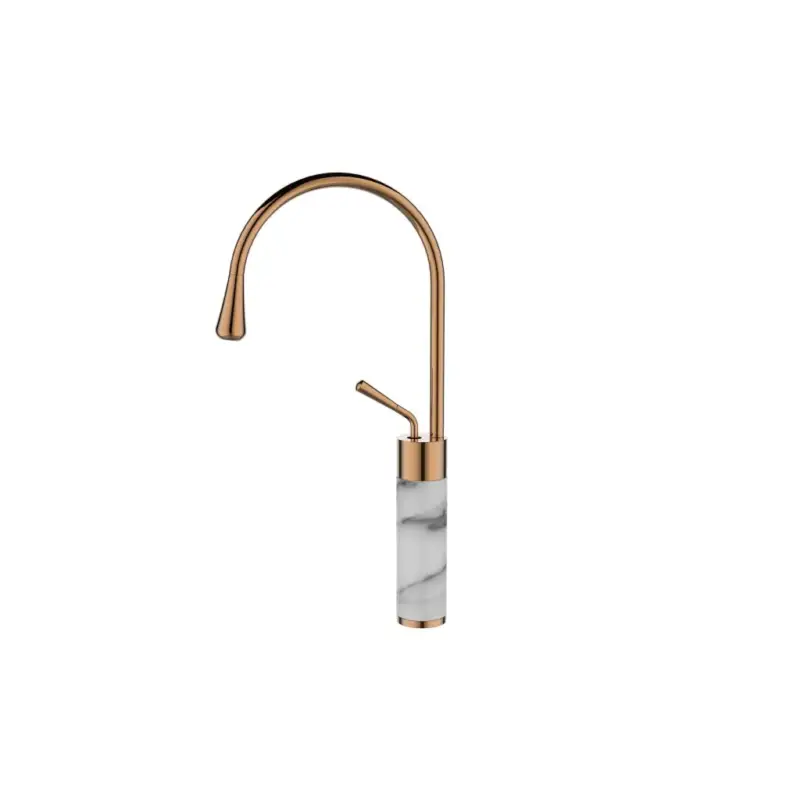 Cenový Hit Invena Gabro, vysoká umyvadlová baterie, bílá-měděná, INV-BU-33-W18-V