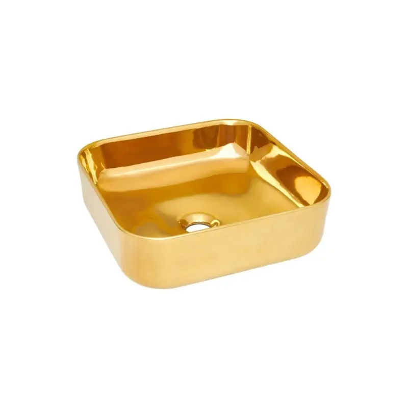Vysoce Kvalitní Invena Reja, keramické umyvadlo na desku 390x390x140 mm, zlatá lesklá, INV-CE-39-009-C