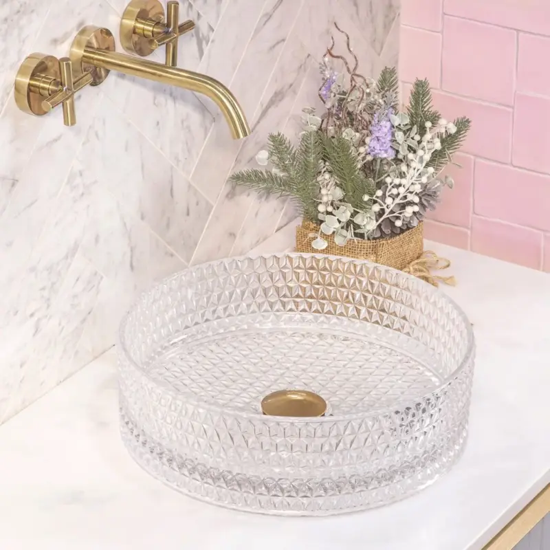 Cenově Výhodný Rea Cristal, skleněné umyvadlo na desku 36x36 cm, čirá, REA-U9670