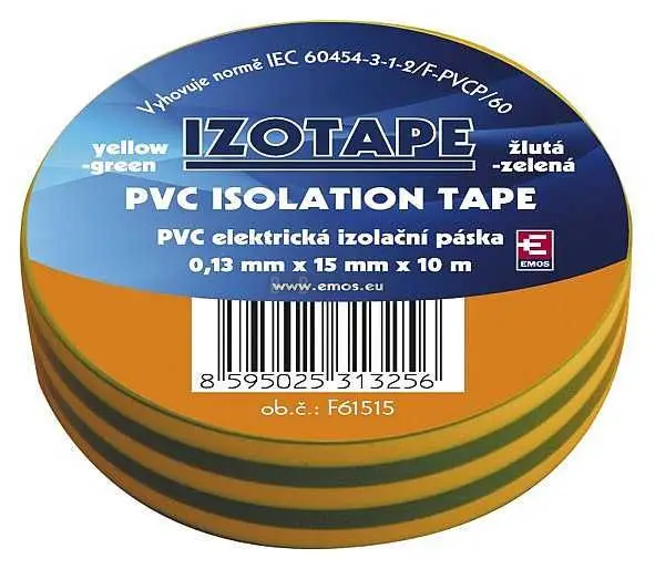 Akce Páska 15mm x 10m zelenožlutá isolační PVC